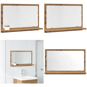 vidaXL Badkamerspiegelkast 60x11x37 cm bewerkt hout artisanaal eiken - Badkamerspiegelkast - Badkamerspiegelkasten - Badkamerkast Met Spiegel - Badkamerkastje Met Spiegel
