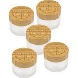 Hoogwaardige glazen potten met bamboe deksel voor duurzame doe-het-zelf natuurlijke cosmetica - geschenkdoos reishouder voor zalven en lotions 50 ml 5 stuks 50 ml gegraveerd