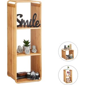 badkamerrek staand - smal - bamboe - 3 vakken - 96x33x33 cm