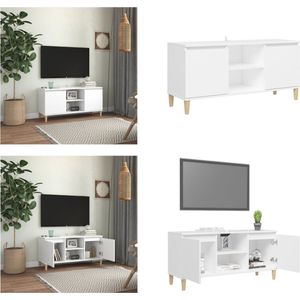 vidaXL Tv-meubel met massief houten poten 103-5x35x50 cm wit - Tv-kast - Tv-kasten - Tv-standaard - Tv-standaarden