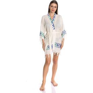 Lubna home strand tuniek-Badjas strand- OVERSIZE Groen-Blauw