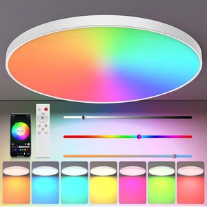 Dimbare Smart Led-plafondlamp 30 W RGB-kleurverandering - Afstandsbediening - 2000 lumen - Rond - Plat - Slaapkamer Keuken - Woonkamer - Gang - Balkon - Badkamer - Eetkamer