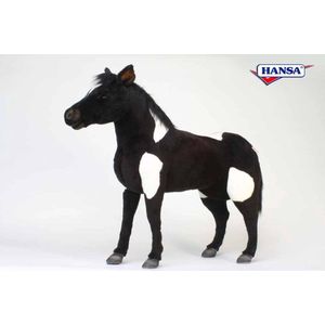 Knuffel Shetland Pony groot, zwart-wit, Hansa
