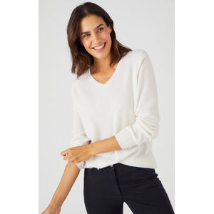 Damart - Trui met V-hals van zuiver kasjmier - Vrouwen - Wit - XL