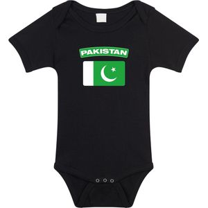 Pakistan baby rompertje met vlag zwart jongens en meisjes - Kraamcadeau - Babykleding - Pakistan landen romper 68