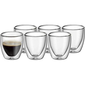 Dubbelwandige latte macchiato-glazen, koffieglas, theeglazen - mokkakopjes , Koffiekopjes , espressokopjes - kopjes - Cappuccino kopjes 6*80 ml,