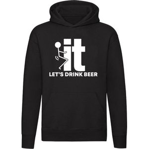 F*ck it let's drink beer | zuipen | drinken | bier | boeie | festival | grappig | doordenken | feest | Unisex | Trui | Sweater | Hoodie | Capuchon | Zwart