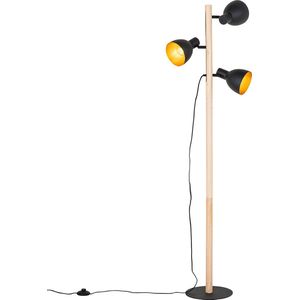 QAZQA flint - Landelijke Vloerlamp | Staande Lamp - 3 lichts - H 150.6 cm - Zwart - Woonkamer | Slaapkamer | Keuken