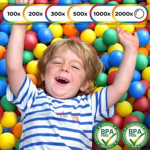 GoodVibes - Plastic Baby Ballen voor Ballenbak - Set van 500 stuks - Diameter 5,5 cm - BPA-vrij - Mix van 5 Kleuren - Ballenbakballen - Kunststof Ballen - Ballen voor Spelen
