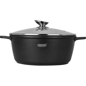 BIKO - Braadpan Ø 32 cm- Glazen deksel marmeren coating - Blackstone