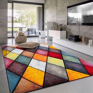 Paco Home Vloerkleed Woonkamer Laagpolig Modern Patroon Geometrisch 3D 80x300 cm