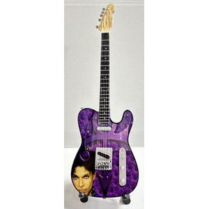 Mini Gitaar Prince met foto Paars 25cm Miniature- Guitar-Mini -Guitar- Collectables-decoratie -gitaar-Gift--Kado- miniatuur- instrument-Cadeau-verjaardag
