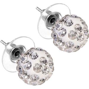 Fako Bijoux® - Oorbellen - Disco Dots - Steker - Wit