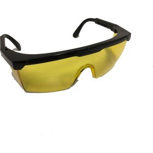 Plastena Beschermbril Geel / Stofbril / Veiligheidsbril / Overzetbril verstelbaar