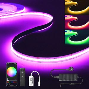 Dimbare RGBWW COB LEDstrip 5 m met 3920 LEDs, Warm Wit en Multikleur, Compatibel met Google Home en Alexa