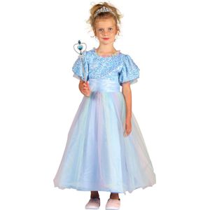 Prinsessen Jurk Janna Meisjes - Verkleedkleren Meisjes - Blauw - Maat 140/152