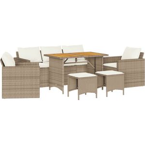 vidaXL Loungeset 6-delig met kussens - Beige Loungeset - Setbank - Buitendecoratie - Tuinmeubilair - Lounge