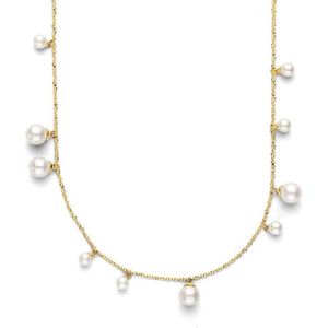 YO&NO - Ketting - Goud - Anker - Parel - 1,1mm - 45 cm - Sieraden vrouw - 14k - 585 Goud