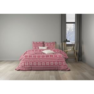 Mistral Home Dekbedovertrek Flanel Zermatt Knitting Red - 240 x 220 cm + 2 slopen 65 x 65 cm