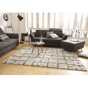 Flycarpets Hoogpolig Vloerkleed - Nomadic Verlour - Creme / Multi - Woonkamer Tapijt - 160x230 cm