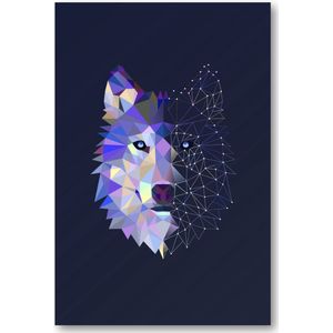 Abstracte Wolf - 60x90 Dibond voor Binnen én Buiten - Minimalist - Dieren