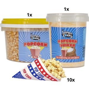 Popcorn mais 1.5 KG - inclusief 400 gram popcorn suiker en 10 popcorn puntzakjes