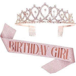 TDR - Verjaardag Sjerp en Tiara - Met text ""Birthday  Girl ""  rose goud