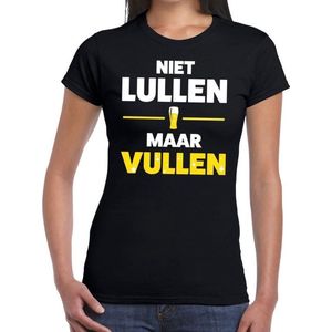 Niet lullen maar vullen tekst t-shirt zwart dames - dames shirt  Niet lullen maar vullen S