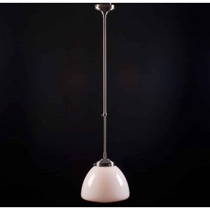 Art deco hanglamp Glasgow | 1 lichts | Ø 35 cm | 65-105 cm | grijs / staal / wit | glas / metaal | dimbaar | verstelbare lamp | woonkamer lamp | gispen / retro / jaren 30