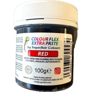 Sugarflair Colourflex Extra Paste Voedingskleurstof - Pasta - Rood - 100g