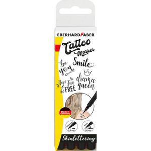 Eberhard Faber tattoo stiften - Brush en kalligrafie - zwart - 4 stuks - EF-559506