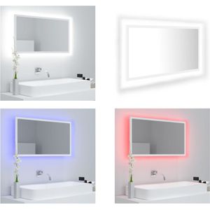 vidaXL Badkamerspiegel LED 80x8-5x37 cm acryl wit - Spiegel - Spiegels - Badkamerspiegel - Badkamerspiegels