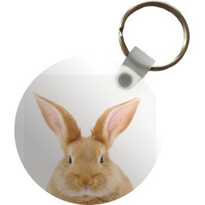 Sleutelhanger - Dieren - Konijn - Wit - Plastic - Rond - Uitdeelcadeautjes