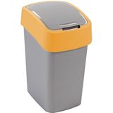 Cuver - Prullenbak / Afvalbak met deksel - Grijs met oranje frame - 25L, Flip Bin