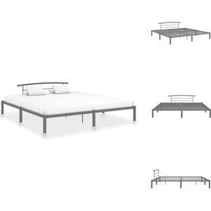 vidaXL Metalen Bedframe - Grijs - 210 x 210 x 63 cm - Geschikt voor 200 x 200 cm Matras - Bed