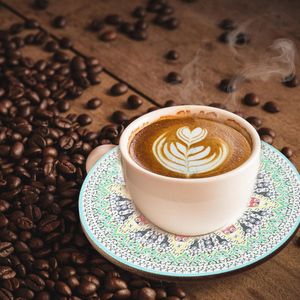 Boho Mandala Pattern Coasters - Set van 8 - Herbruikbare Ronde Absorberende Kopjes Onderzetters voor Koffietafel - Antislip Kurk Onderzetters voor Thuis Keuken Bar (Blauw)