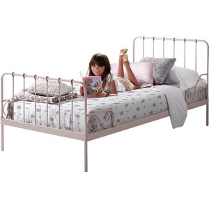 Vipack - Alice - Kinderbed - Lichtroze - Metalen Frame - Inclusief Lattenbodem