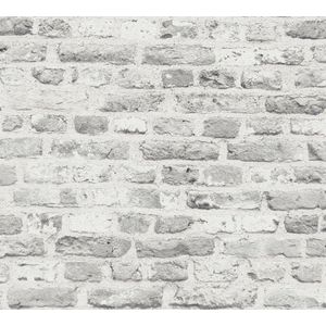 BAKSTENEN BEHANG | Industrieel - grijs wit - A.S. Création The Bos