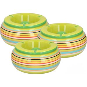 3x stuks asbak in mooie groene kleuren combinatie van 19 cm