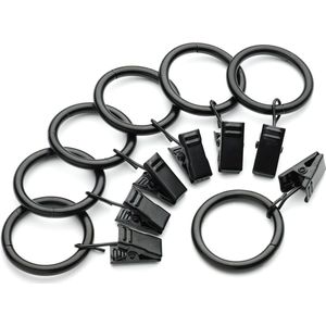 7 stuks - Gordijnringen - Gordijn Haken - Gordijnhaken - 4*45mm - ijzer - zwart - Voor Gordijnen en Douchegordijnen