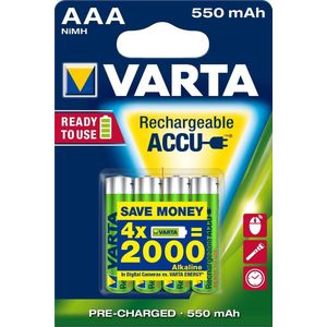 Batterijen AAA 4 Stuks Varta Oplaadbaar