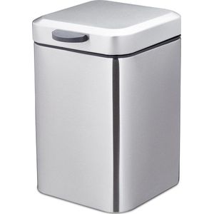 Hangende badkamer prullenbak 6 liter softclose met binnenemmer - rvs afvalemmer voor toilet - zilverkleurig, rechthoekig, modern design