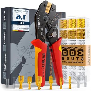 Krimptang incl. 300 Stuks Platte Kabelschoenen Set - Kabelschoenen Assortiment voor [050-250mm²] Connectoren - Ferrule Crimping Tool Kit - Krimptang Kabelschoen