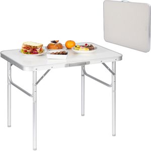 ElixPro Campingtafel - Tuintafel - 80x60x70 cm - Aluminium Inklapbare Tafel - Inclusief Handvat - Wit