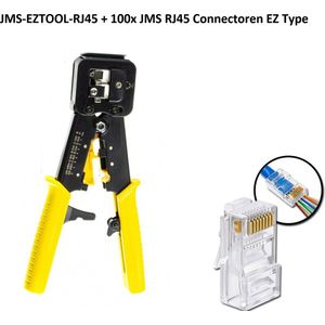 JMS® JMS-EZTOOL-RJ45 UTP Tang / Netwerktang + 100x JMS RJ45 Doorsteek Connectoren ( EZ Type RJ45 cat5e / Cat6 )
