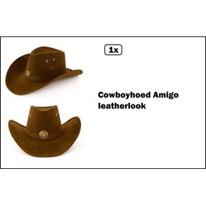 Cowboyhoed Amigo leatherlook - Cowboy festival thema feest wild west party