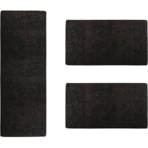 Karat Slaapkamen vloerkleed - Barcelona - Zwart - 1 Loper 80 x 300 cm + 2 Loper 80 x 150 cm