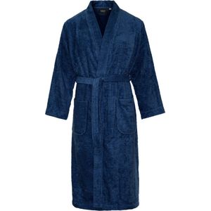 Kimono badstof katoen – lang model – unisex – badjas dames – badjas heren – 100% katoen - sauna – donker blauw - L/XL