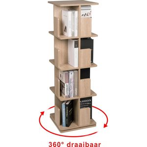 PolderGoods - Draaibare boekenkast - 4 planken - 39X39X128Cm - max 25 kg per plank - Mdf - Vierkant