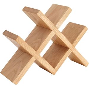 Kleine houten wijnrek voor 4 flessen, eiken wijnhouder flessenrek voor wijn, dranken, bier, geschikt voor thuis, bar, keuken.